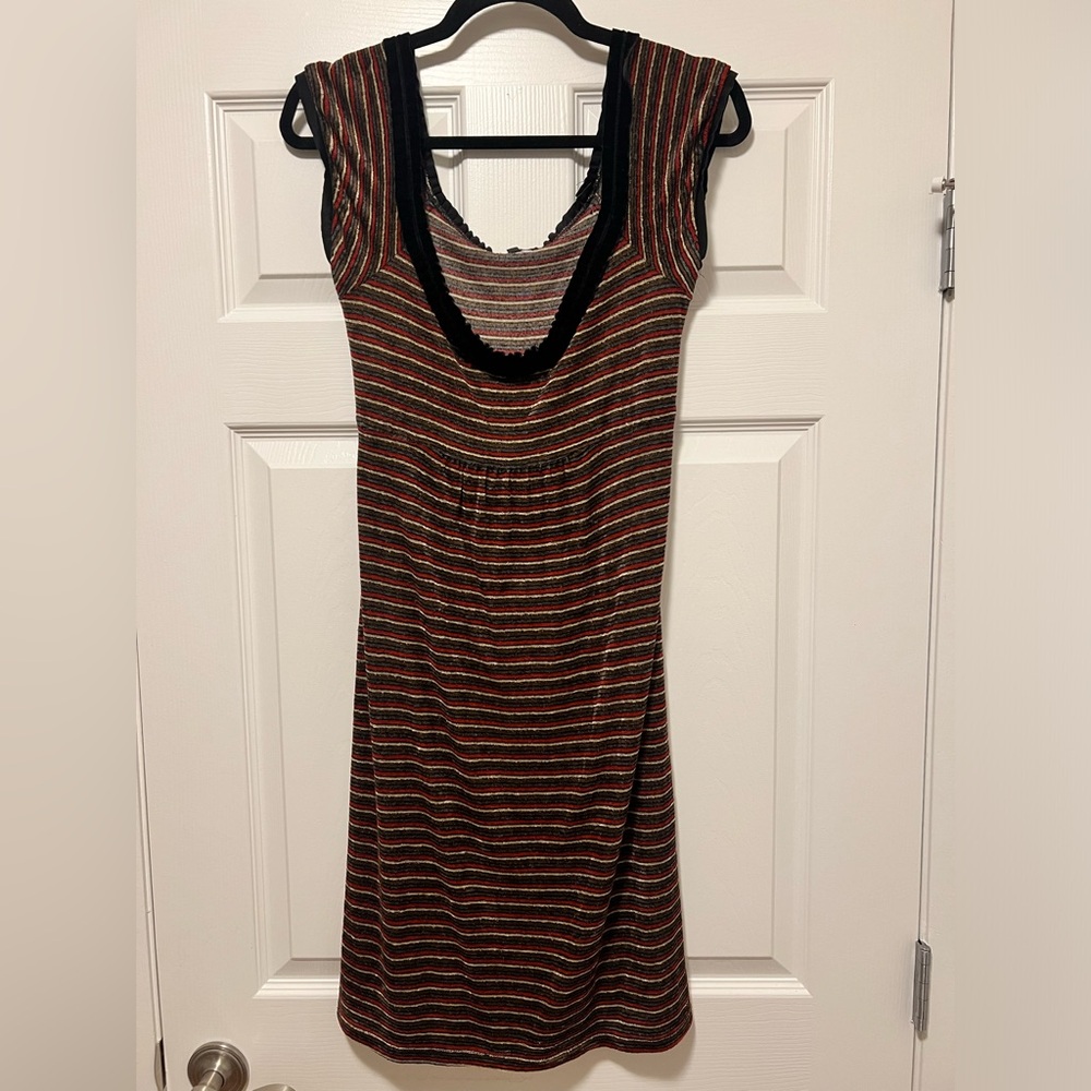 BETSY JOHNSON Velvet Stripe Tie Back Dress - Size: SP